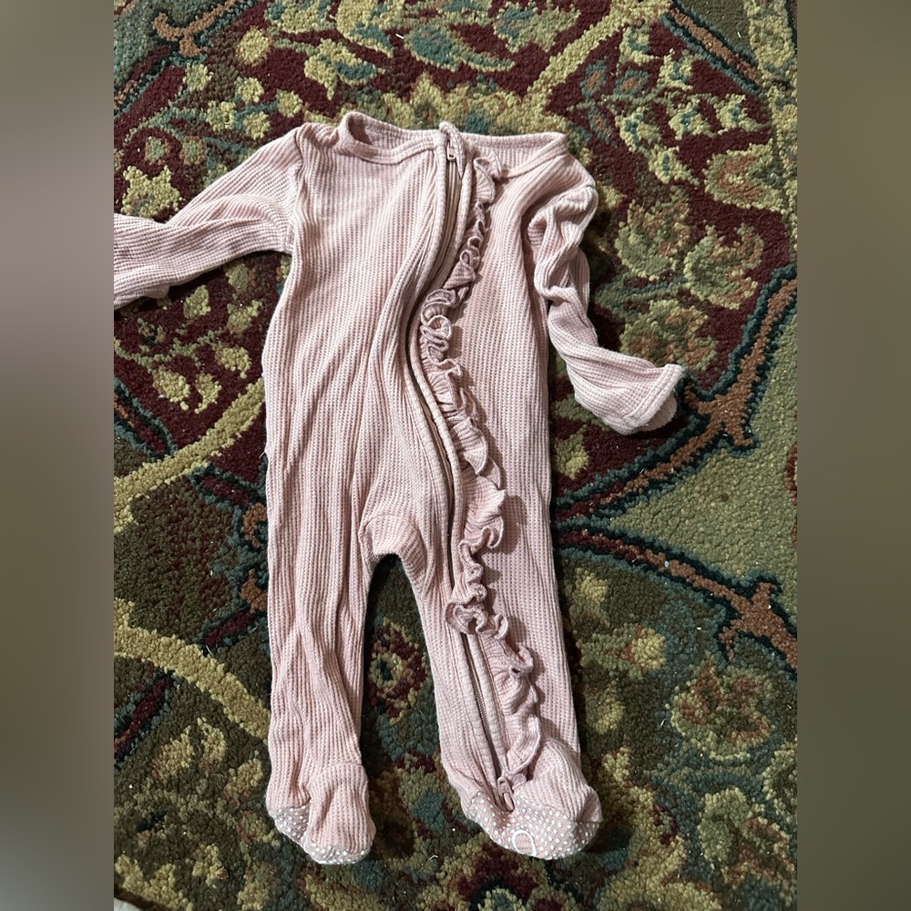 Vintage rose Caden lane waffle ruffle butt footie